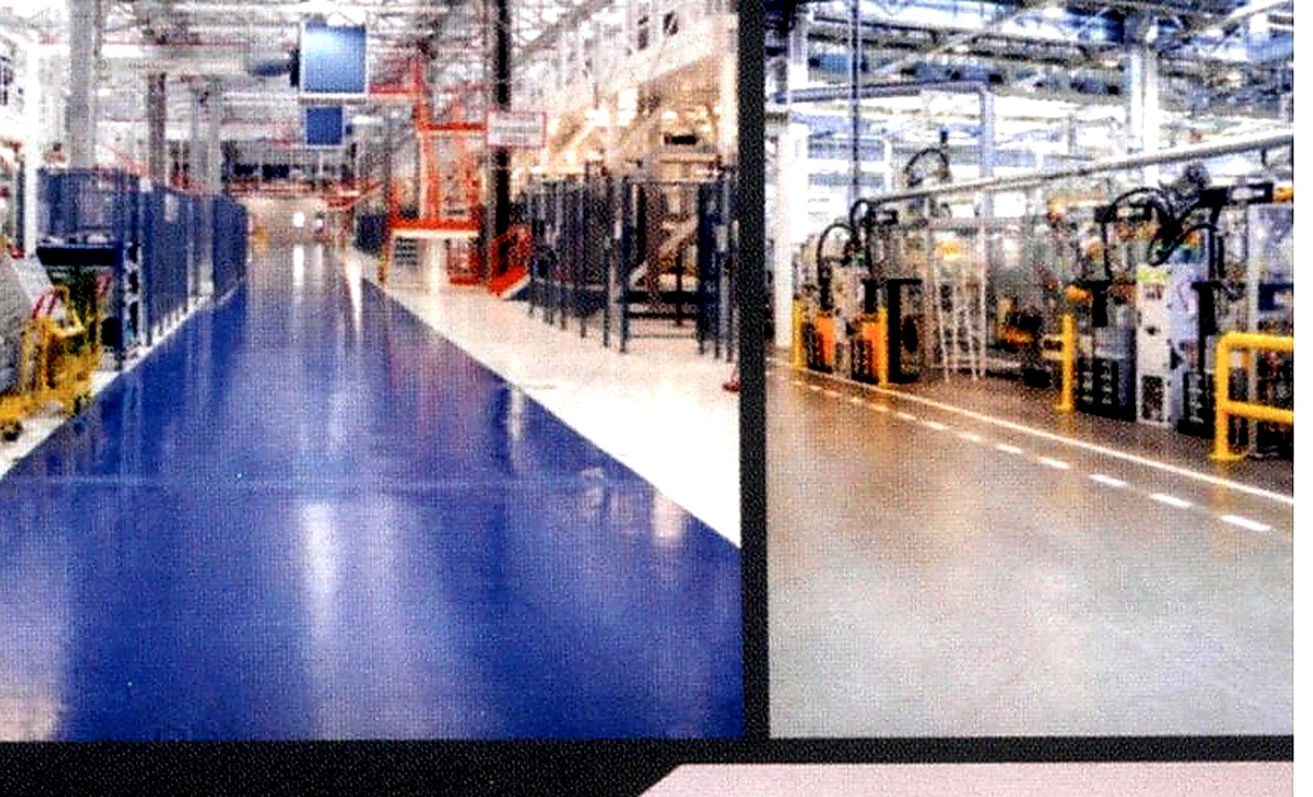 Piso epóxi azul em ambiente industrial